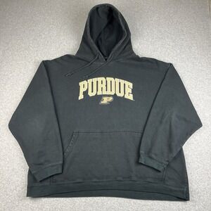 VTG Purdue Boilmakers Hoodie Mens 2XL Black Pullover Sweatshirt Embroidered 90s